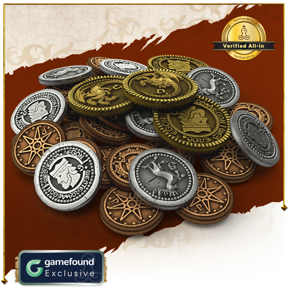 Crowdfunding Exclusive Metal Coins Upgrade Pack From A Song of Ice and Fire: Tactics
