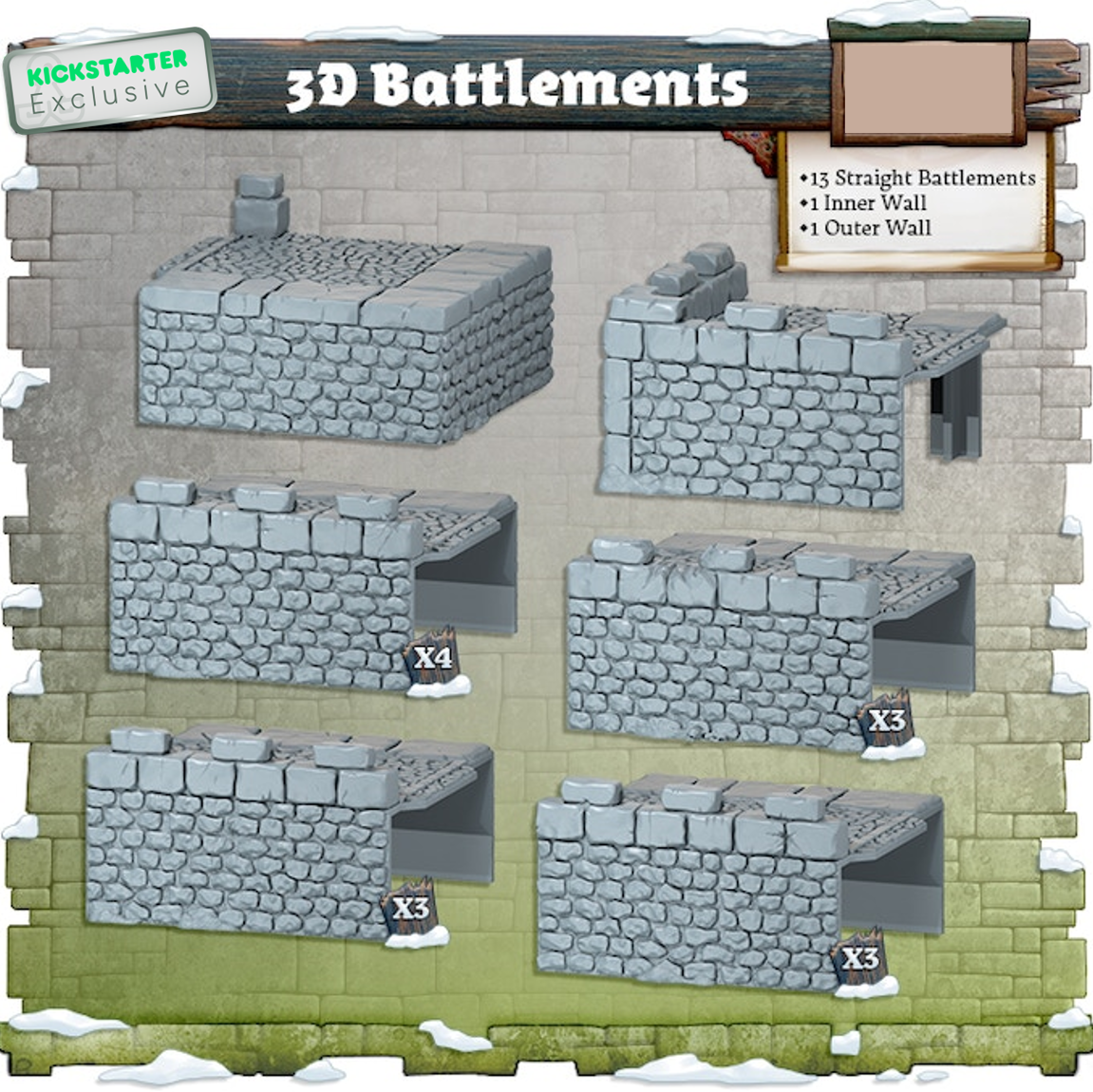 Kickstarter Exclusive Zombicide White Death 3D Battlements
