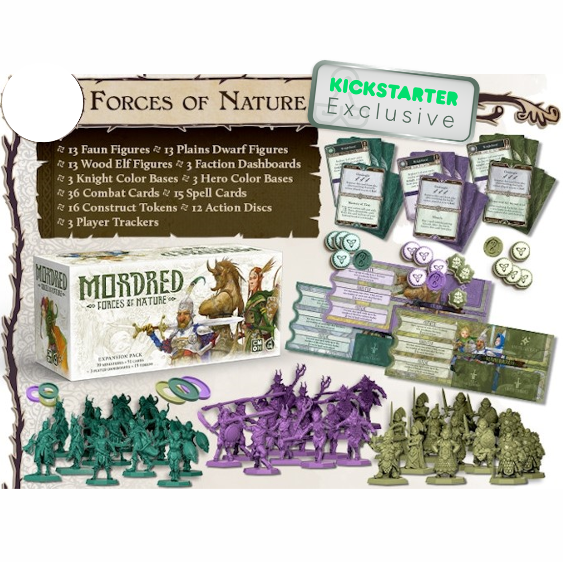 Kickstarter Exclusive Mordred Board Game Forces of Nature Expansion Contents